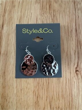 Style & Co. Two-Tone Hammered Drop Earrings